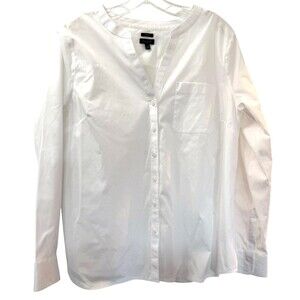 TALBOTS Crisp Button Down Shirt Womens Size 16 White Long Sleeve Cotton Blend